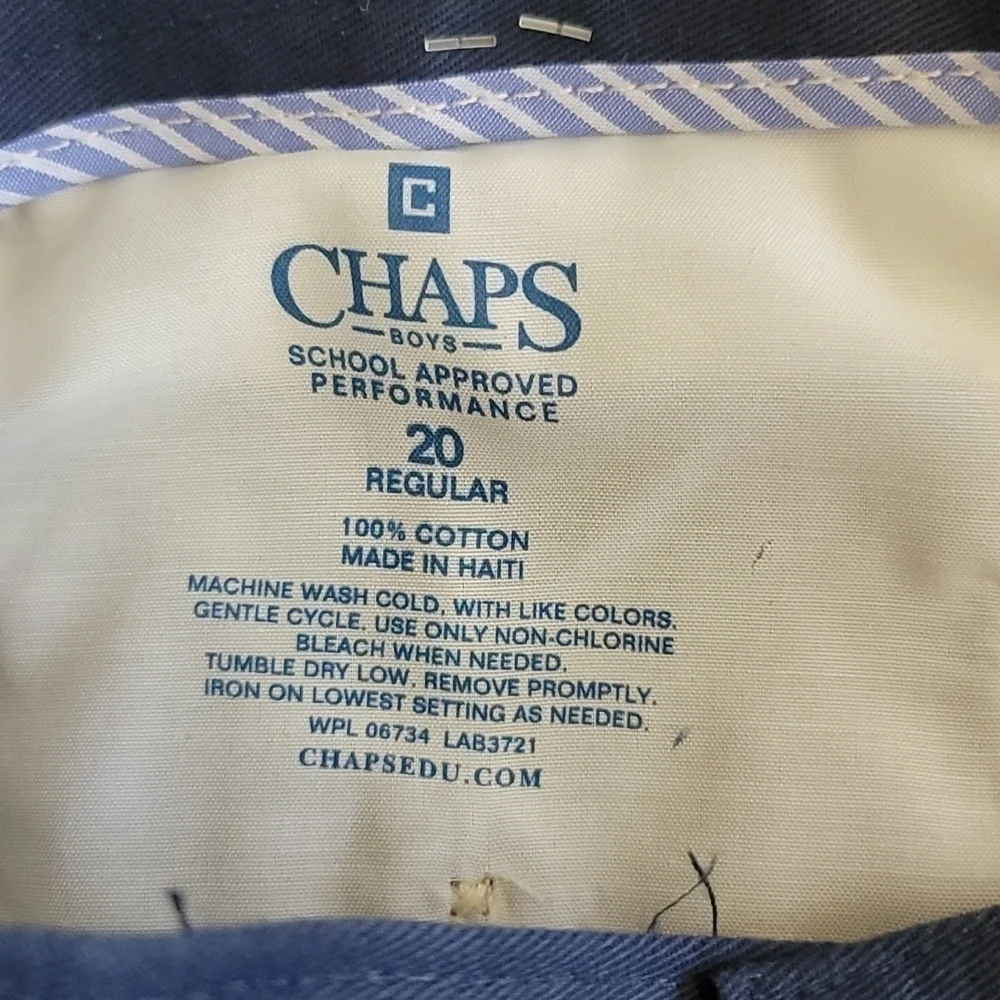 NWT Chaps Pleated Adjustable Waist Navy Blue Khakis Uniform Pants Boys Size 20